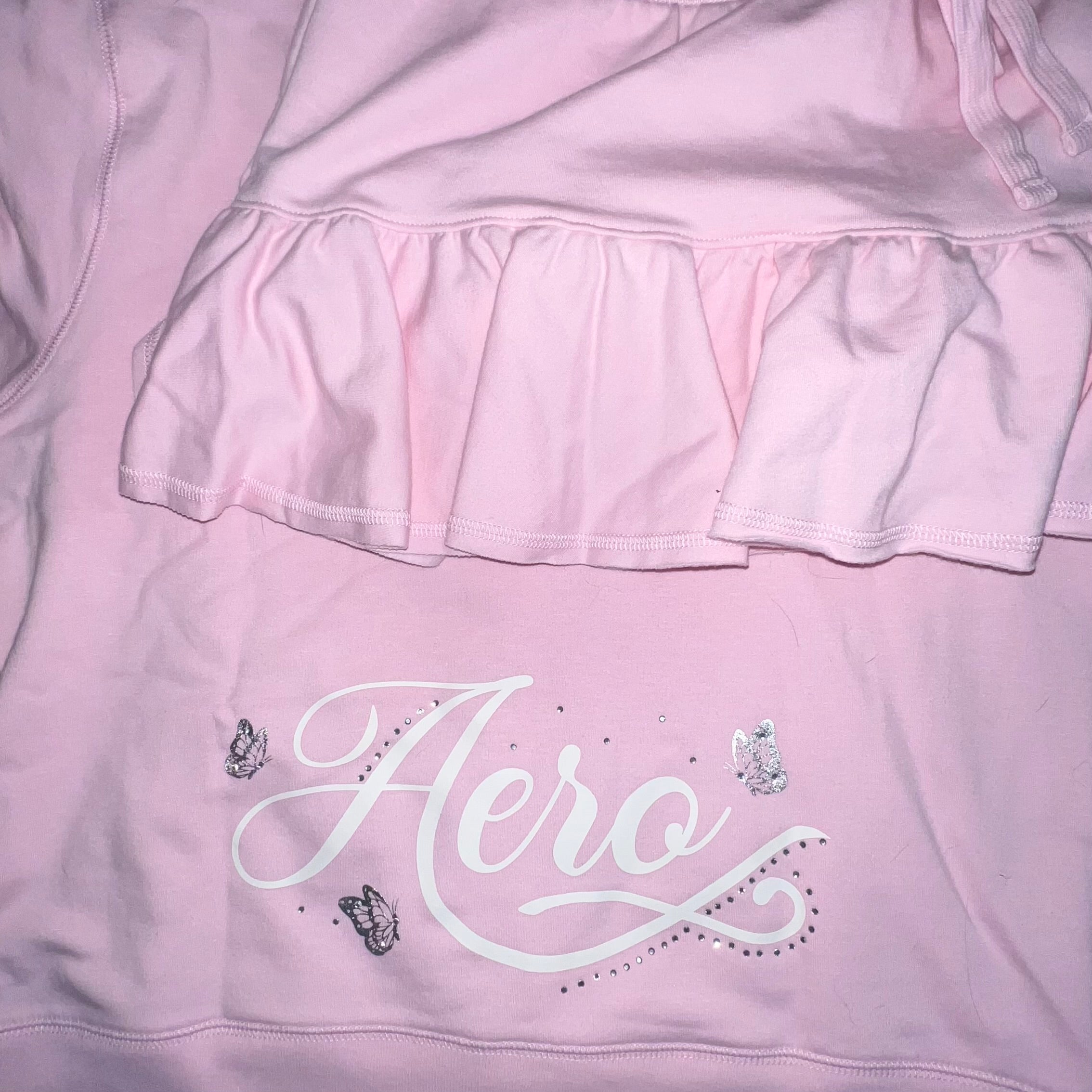 NWT Aeropostale pink butterfly short sleeve tracksuit skirt set