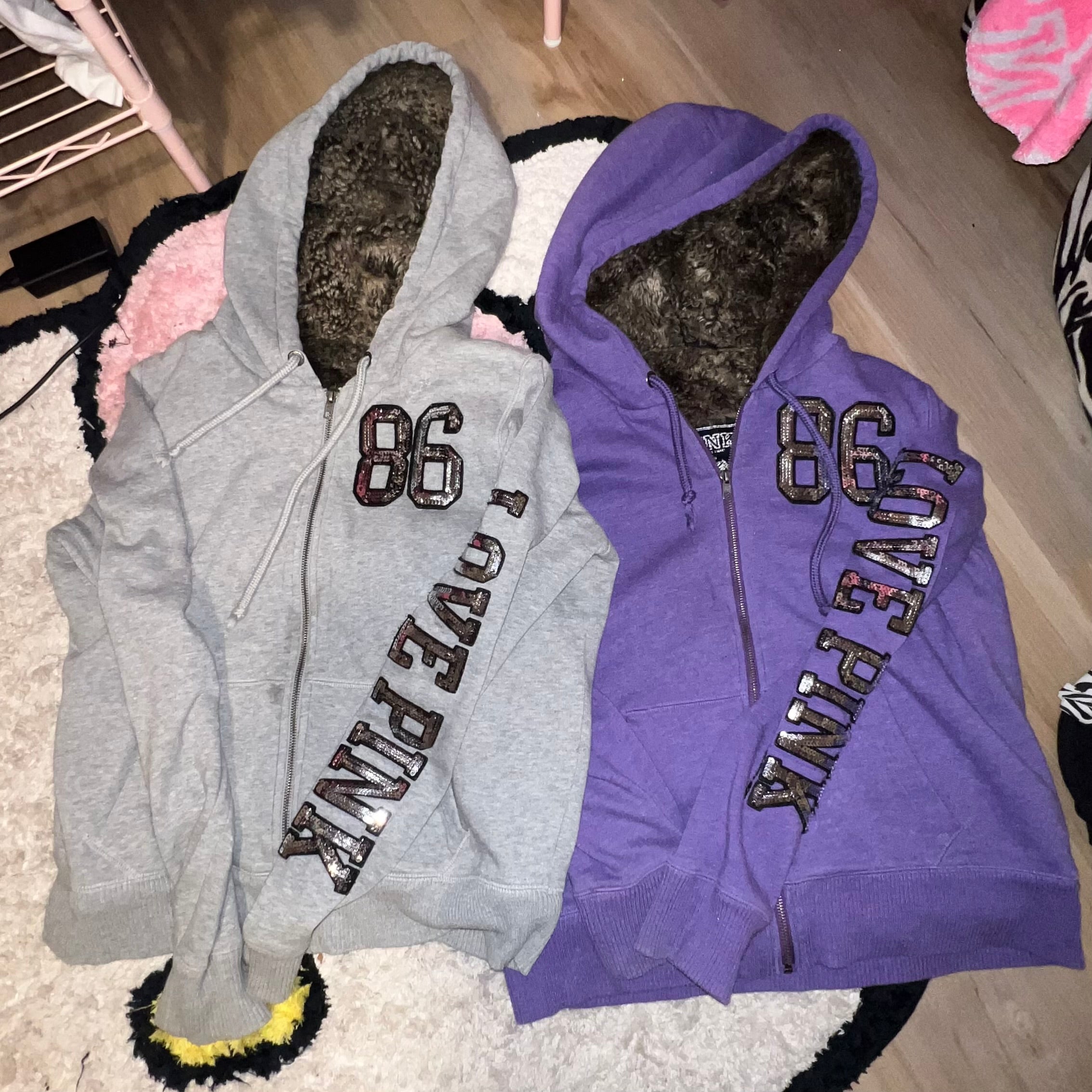 2010 Vintage Victoria secret pink love pink bling fur lined jackets