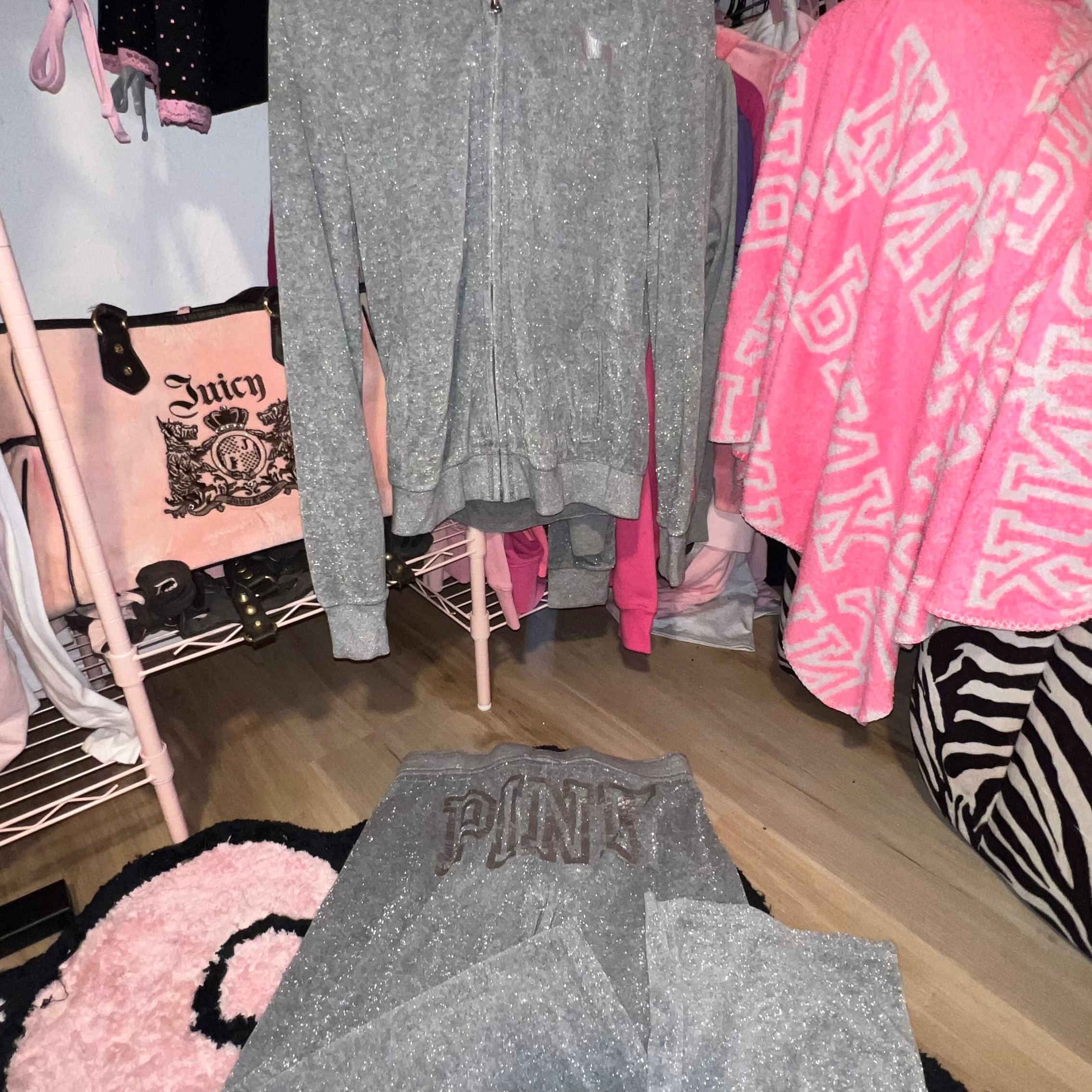 2010 Vintage Victoria secret pink sparkling gray tracksuit