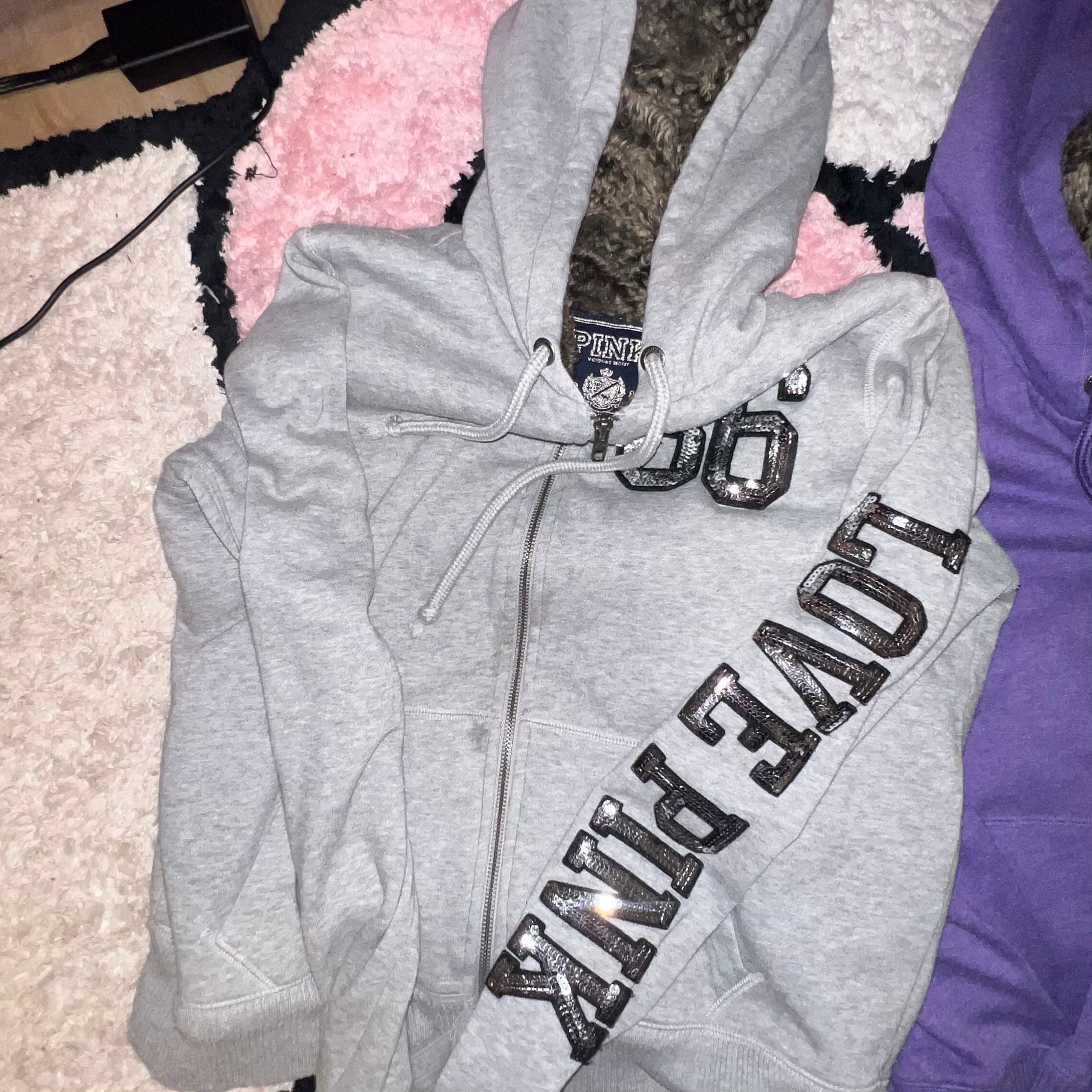 2010 Vintage Victoria secret pink love pink bling fur lined jackets