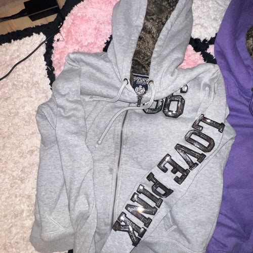 2010 Vintage Victoria secret pink love pink bling fur lined jackets