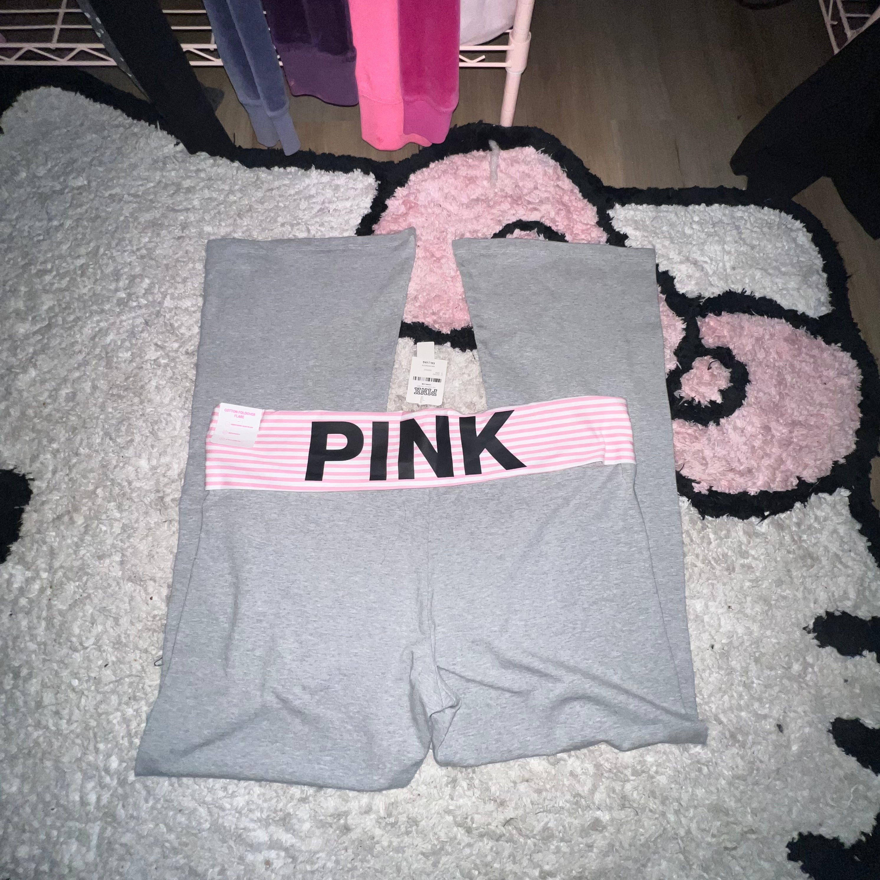NWT Victoria’s Secret PINK Pink and grey fold over leggings